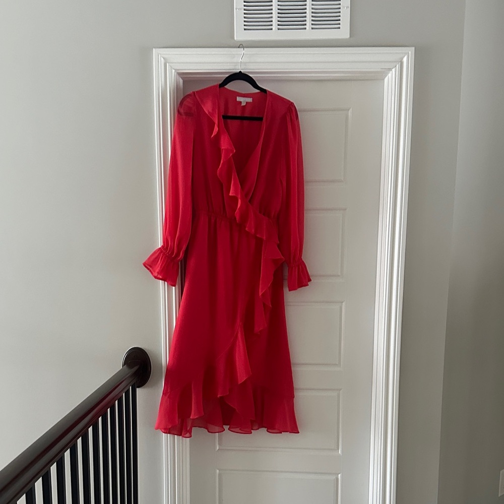 Chelsea28 Vibrant Red Long Sleeve Dress